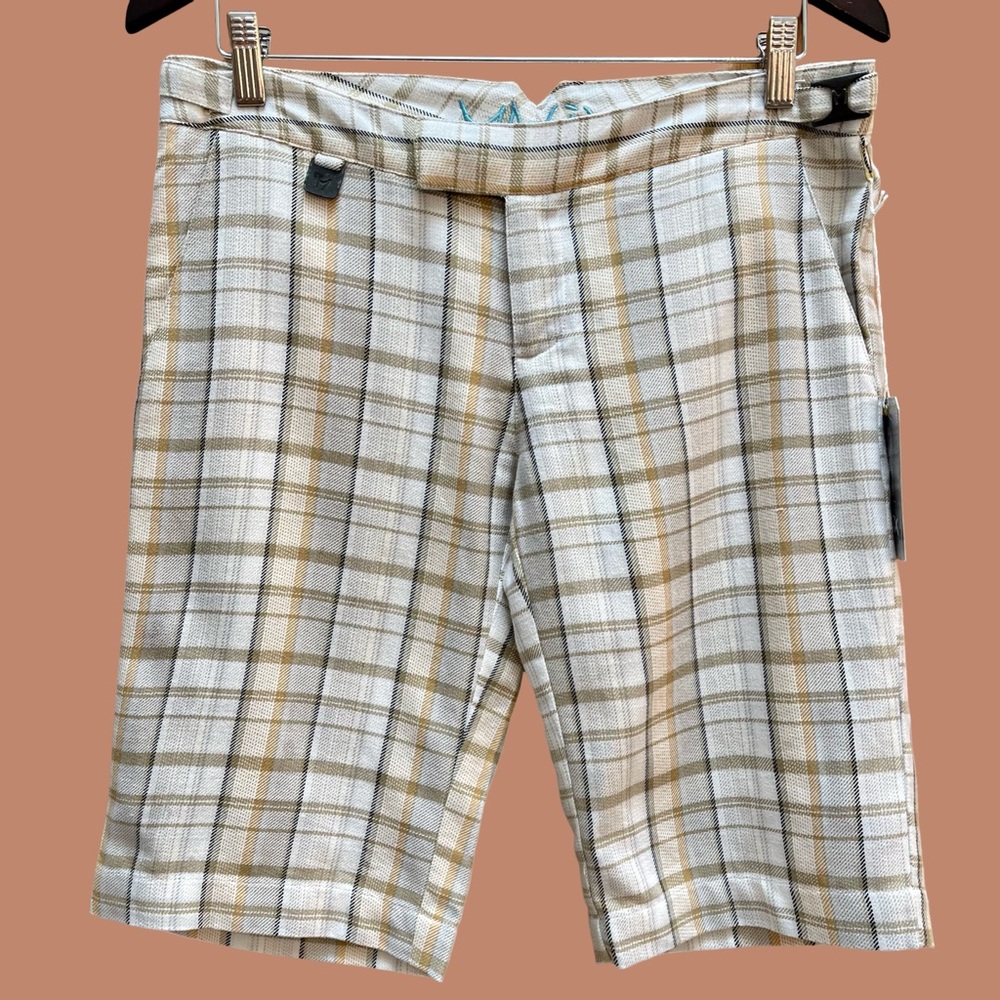 🆕 NWT - Matix Women's ISABEAU White|Orange|Green Plaid Bermuda Shorts - Size 3